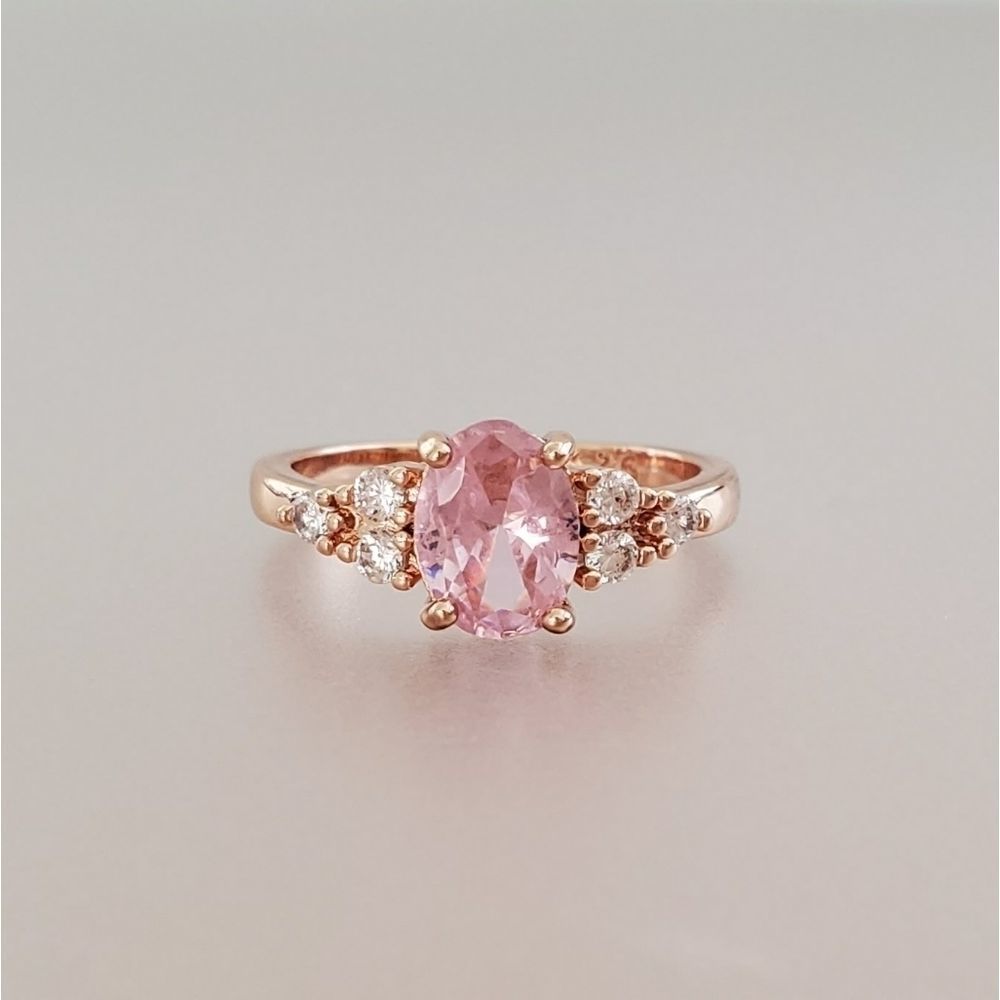 Intro Sale! Pink Oval-Cut Center Stone Ring